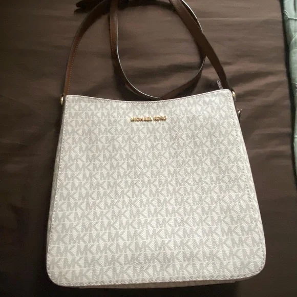 Michael Kors Beige Logo Crossbody Bag with Brown Strap - Picture 4 of 10